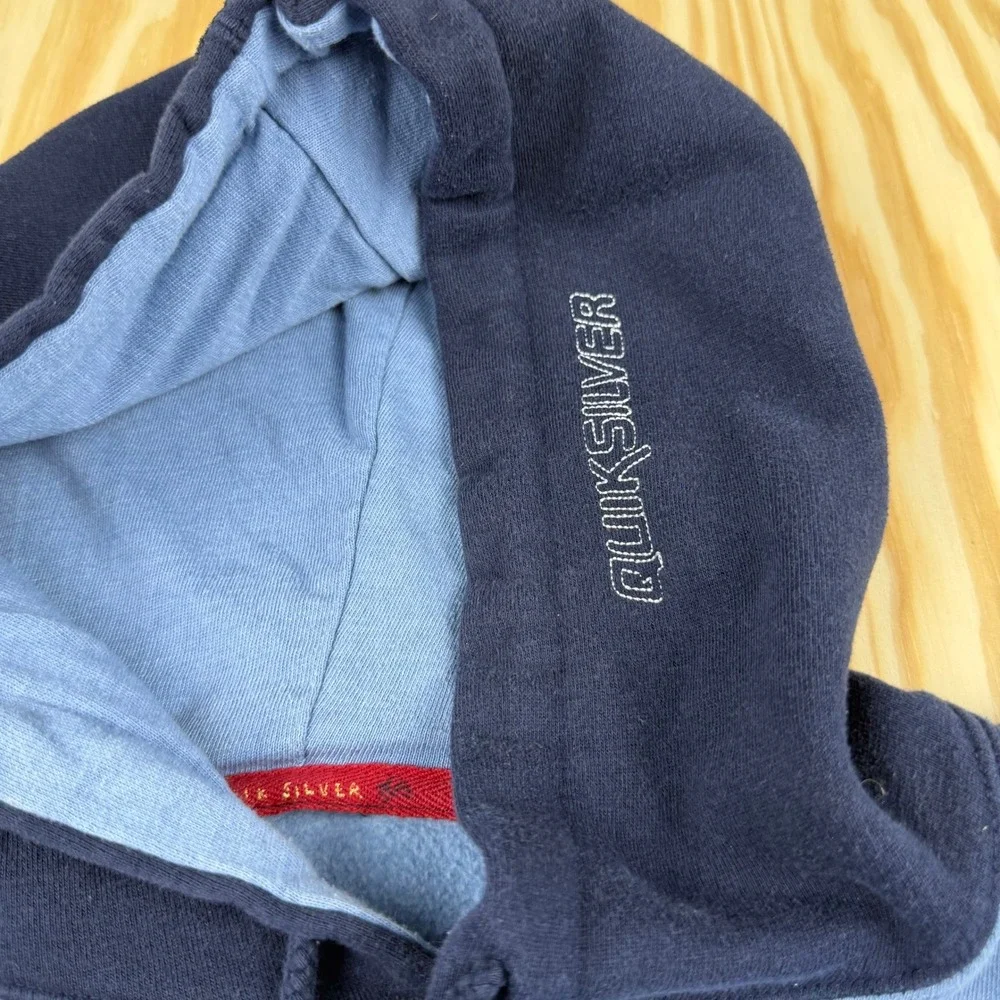 Quicksilver Hoodie 2 tone Vintage Skate Surfwear 90s Y2K Blue size L